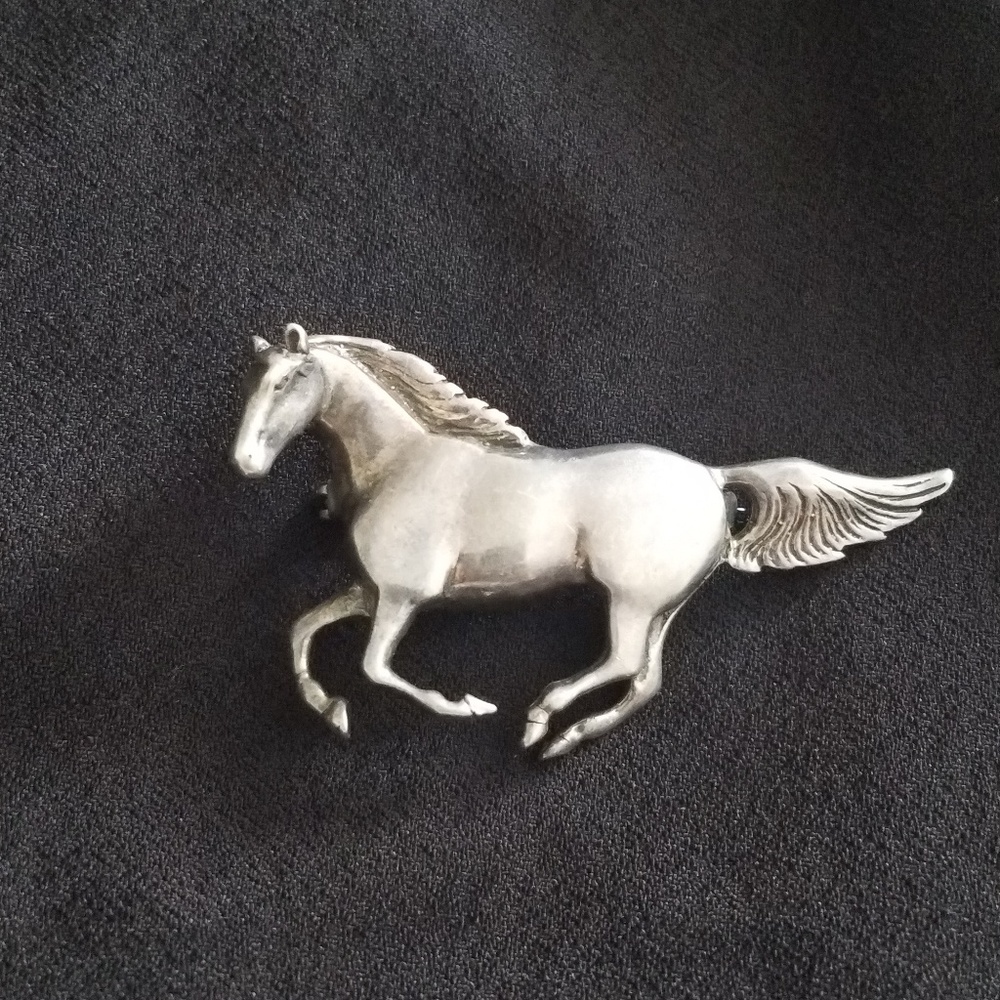925 sterling silver vintage 1950's brooch horse